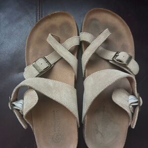 Kids Suede Sandals in Tan